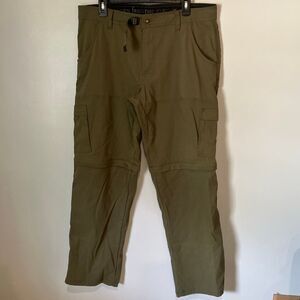 PrAna Stretch Zion Convertible Pants Men’s 36/32 Army Green Hiking #711